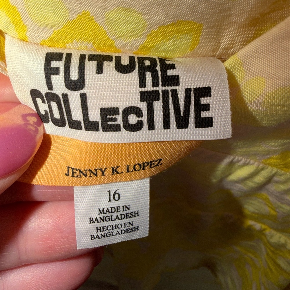 Future Collective Jenny K Lopez Yellow Boho Maxi Dress Size 16 Cottagecore - Picture 3 of 6